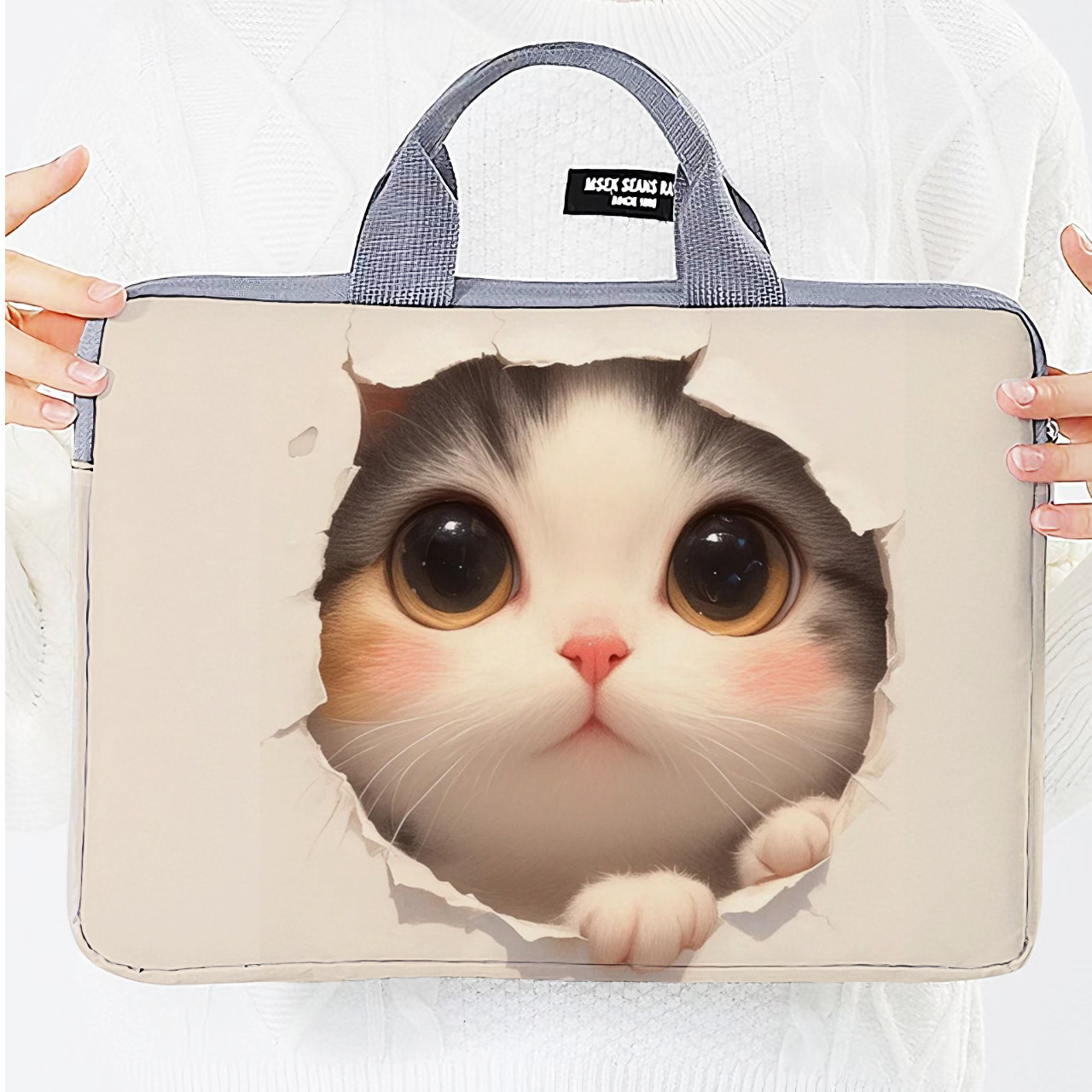 パソコンケース 可愛い子猫のアップ顔プリントパソコンケース