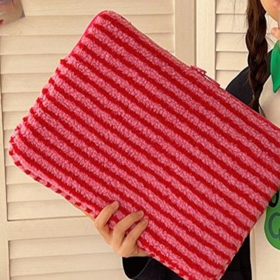 パソコンケース ふわもこ水玉刺繍のボアパソコンケース