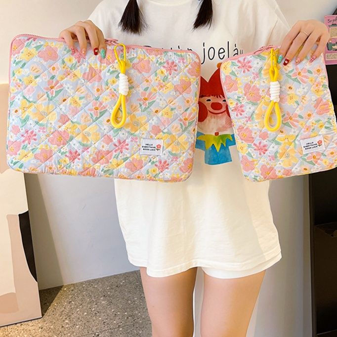パソコンケース 小花柄キルティングパソコンケース