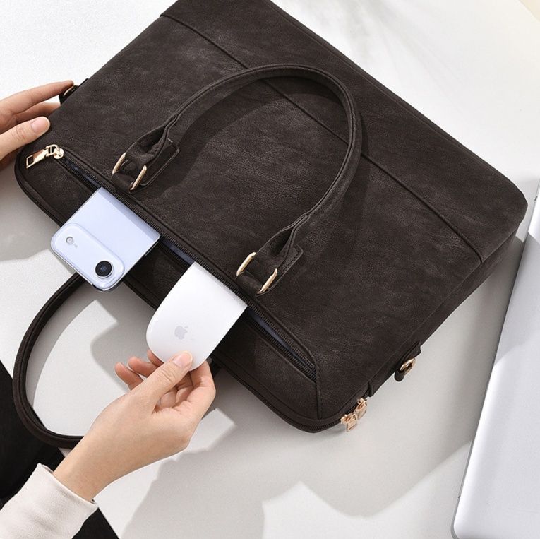 パソコンケース 上質合成皮革の二層式ビジネスパソコンケース