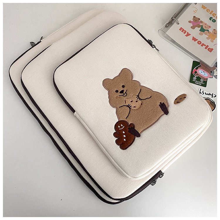 可愛いクマ刺繍パソコンケース保護バッグ