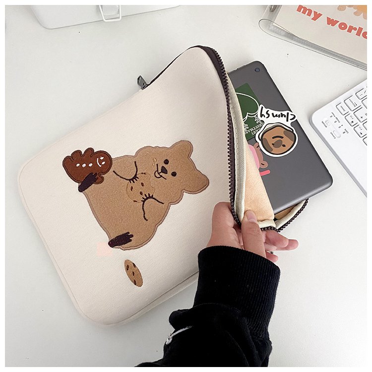 可愛いクマ刺繍パソコンケース保護バッグ