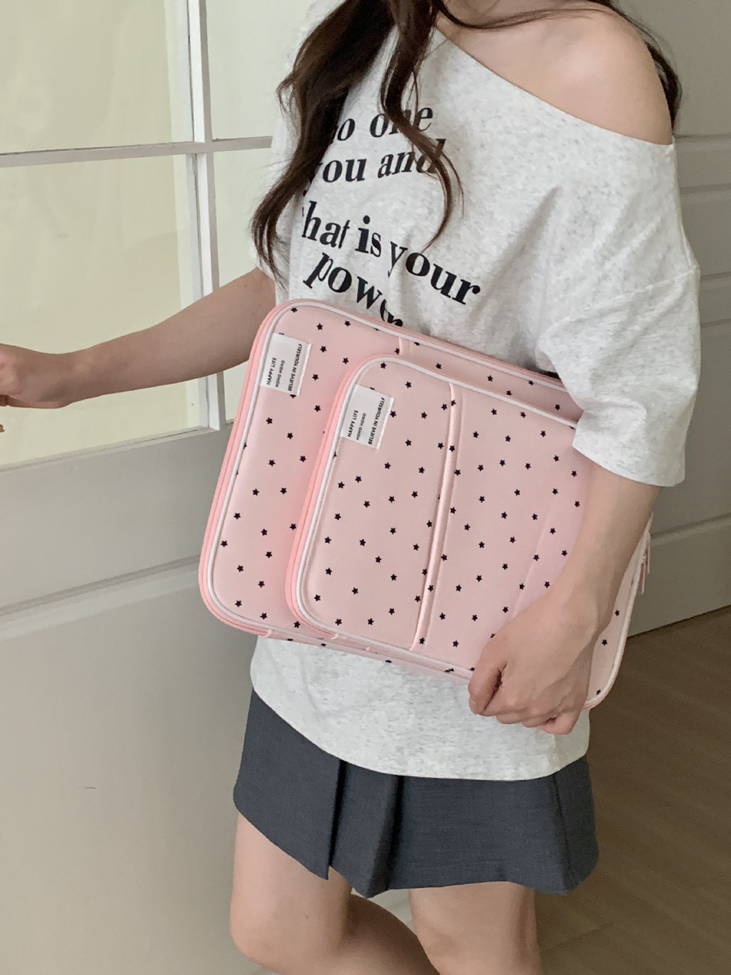 パソコンケース 星柄刺繍の可愛いパソコン収納ケース