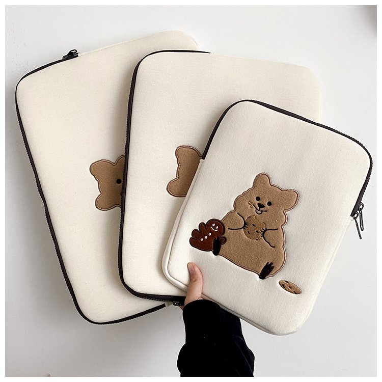 可愛いクマ刺繍パソコンケース保護バッグ