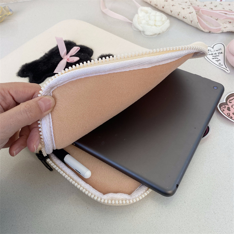 パソコンケース ふわもこうさぎリボン付きパソコンケース