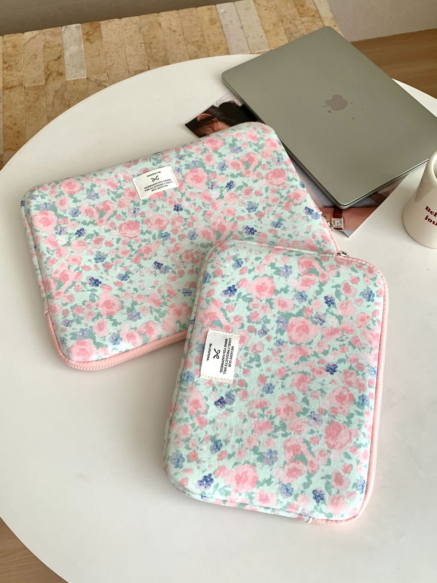 パソコンケース 小花柄キルティング加工パソコン収納ケース