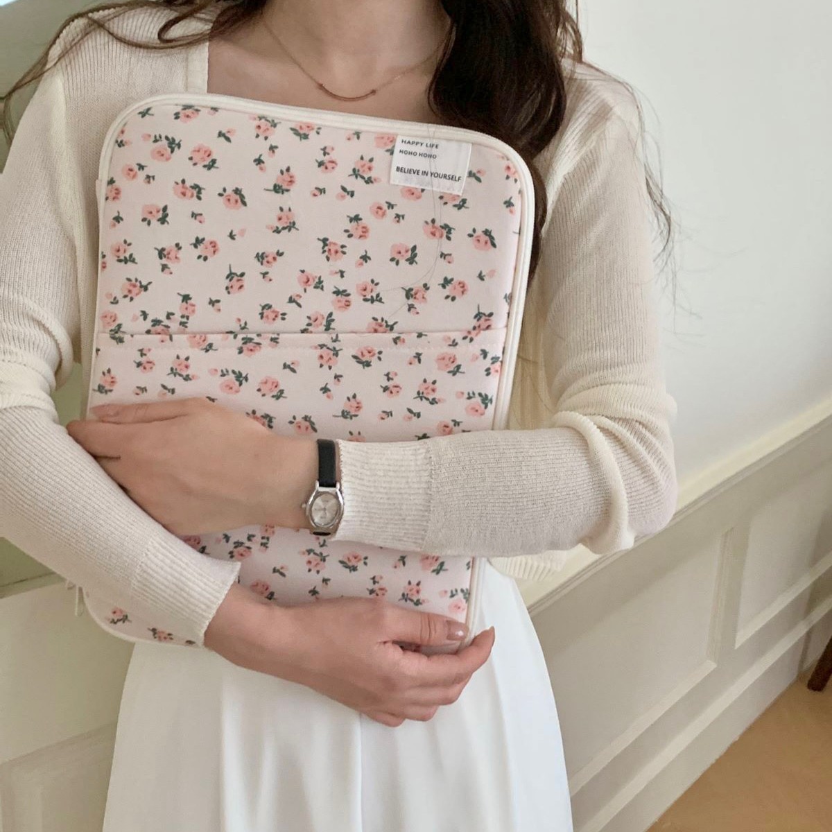 パソコンケース 小花柄散りばめデザインパソコン収納ケース