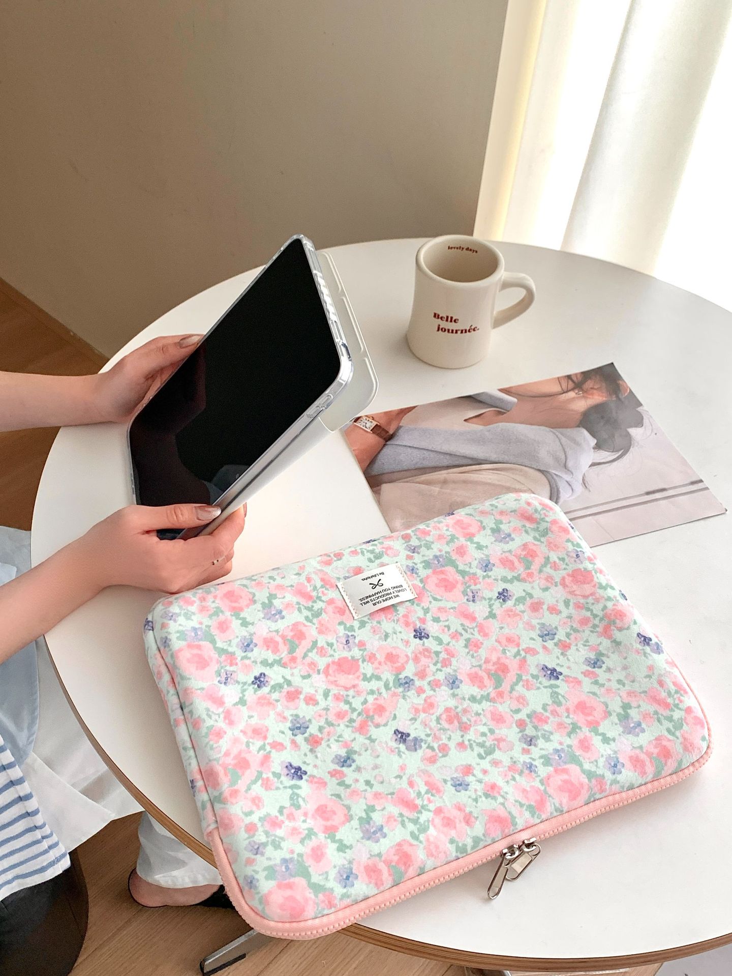 パソコンケース 小花柄キルティング加工パソコン収納ケース