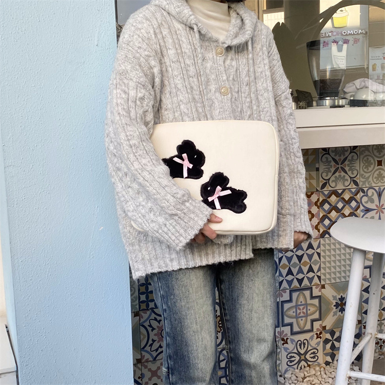 パソコンケース ふわもこうさぎリボン付きパソコンケース