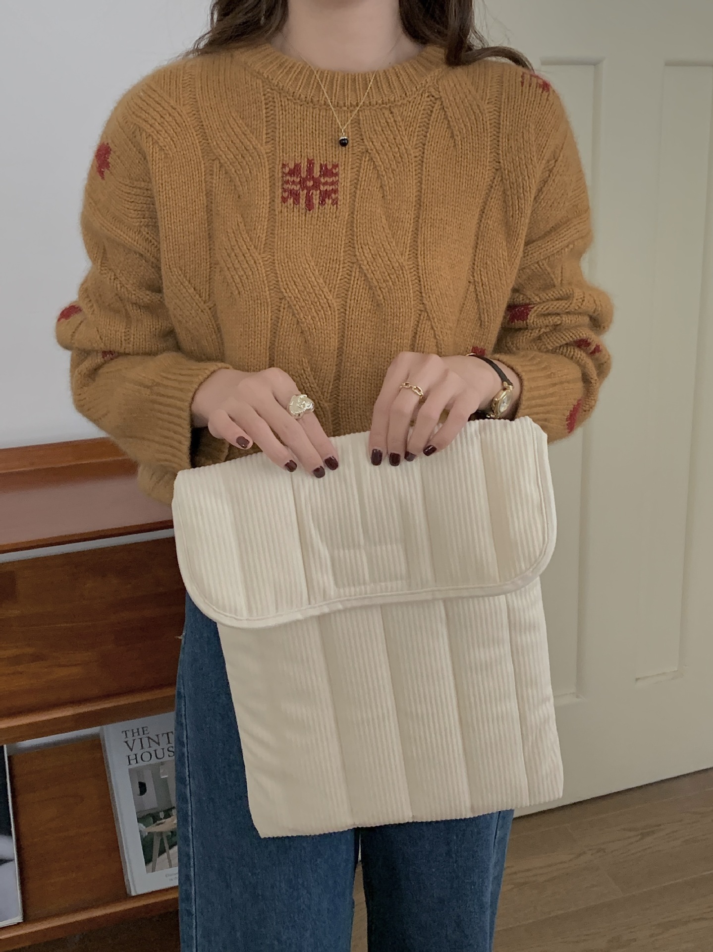 パソコンケース コーデュロイ生地の柔らか封筒型パソコンケース