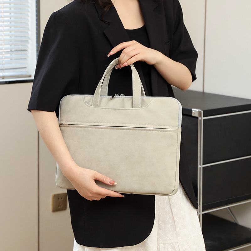 パソコンケース 上質スエード調素材の薄型ハンドル付きパソコンケース