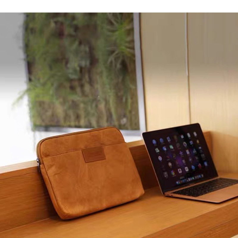 パソコンケース 上質合成皮革の取っ手付き薄型パソコンケース