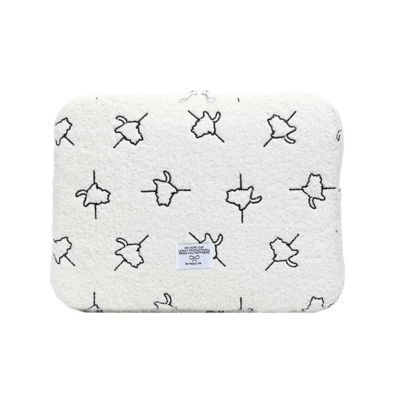 パソコンケース もこもこ猫シルエット刺繍パソコンケース