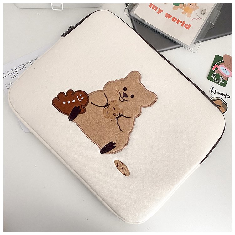 可愛いクマ刺繍パソコンケース保護バッグ