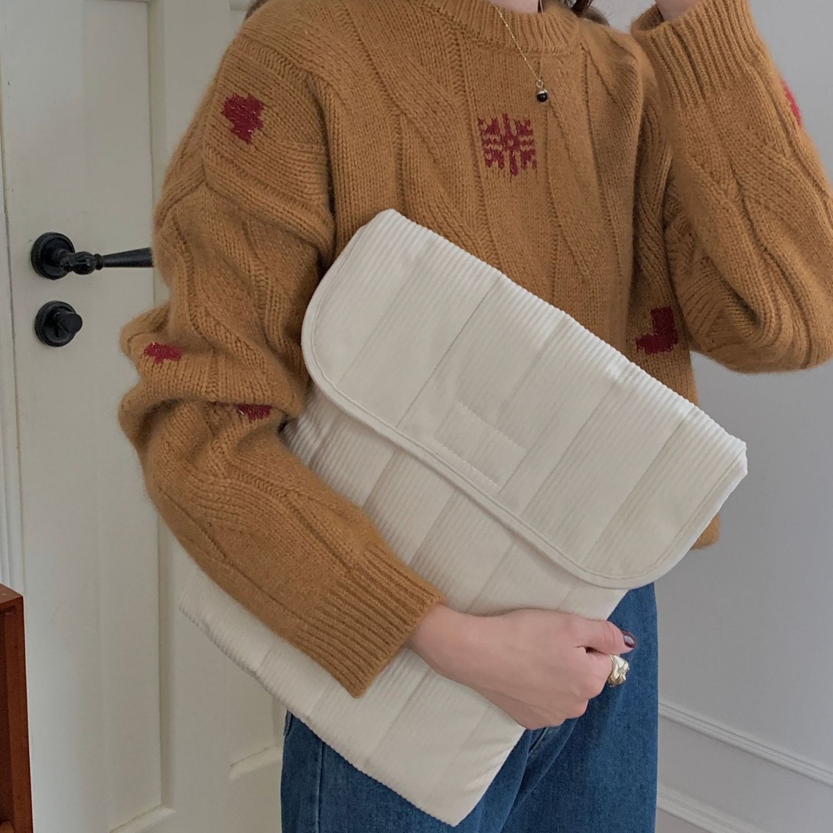 パソコンケース コーデュロイ生地の柔らか封筒型パソコンケース