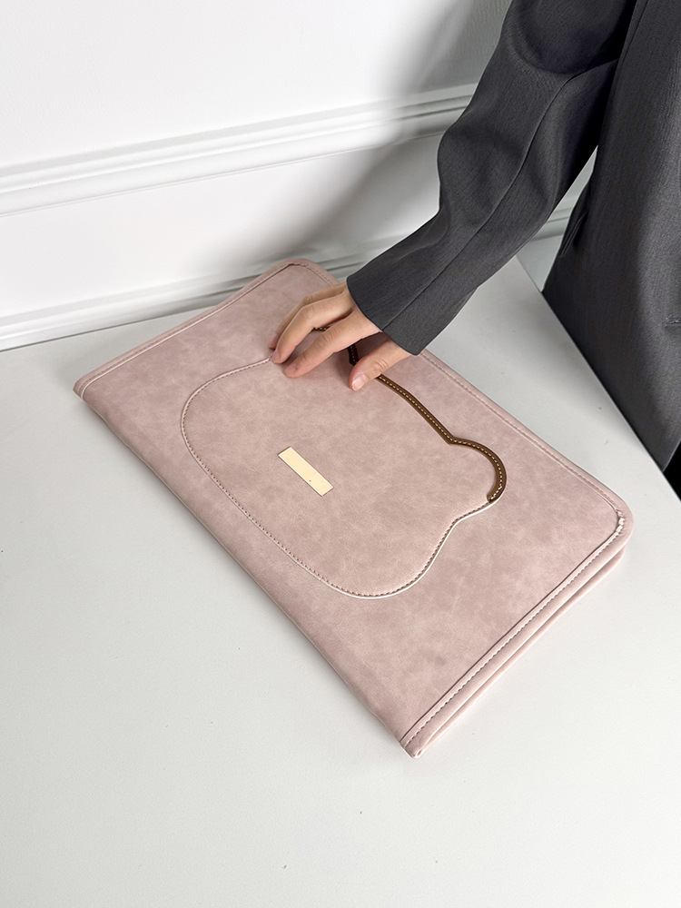 パソコンケース 猫型ポケット付きスエード調パソコンケース