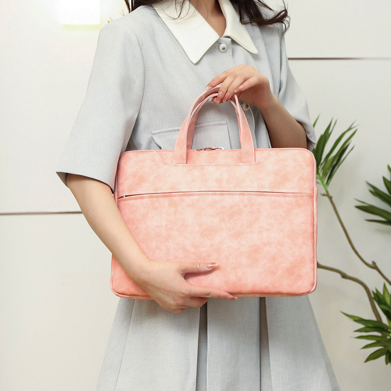 パソコンケース 上質スエード調素材の薄型ハンドル付きパソコンケース