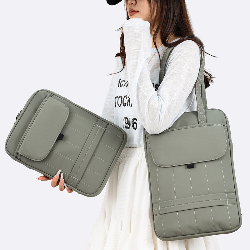 パソコンケース 縦型ステッチデザイン肩掛けパソコンケース