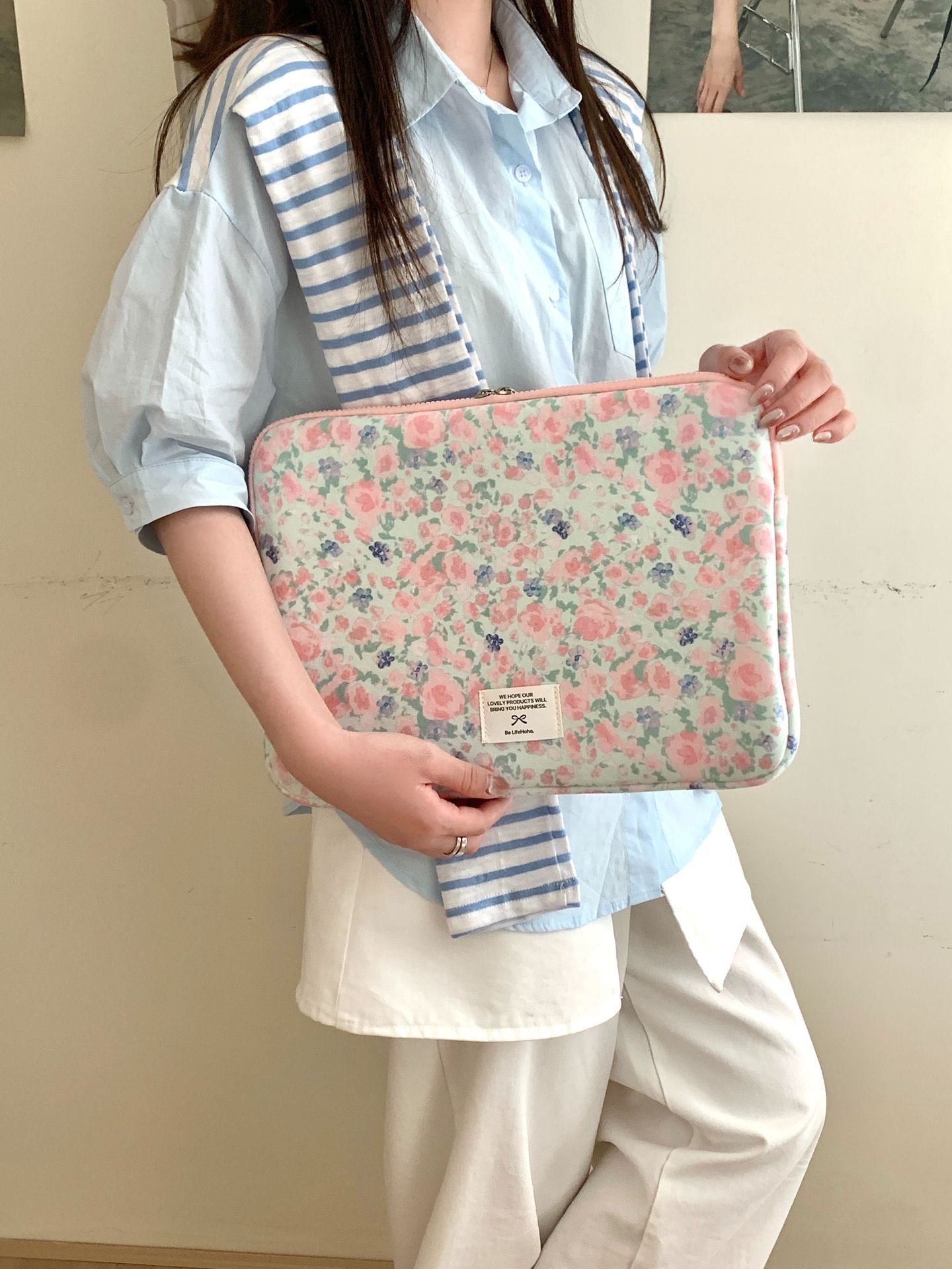 パソコンケース 小花柄キルティング加工パソコン収納ケース