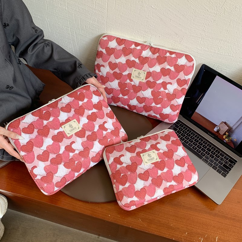 パソコンケース ハート柄たっぷりクッション入りパソコン収納ケース
