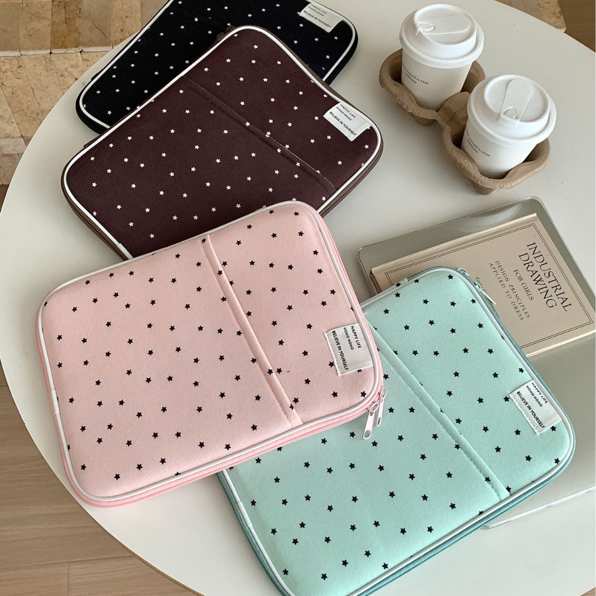 パソコンケース 星柄刺繍の可愛いパソコン収納ケース