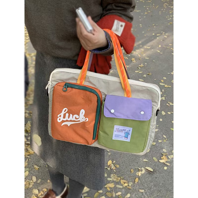 パソコンケース マルチポケット配色切替パソコン収納バッグ