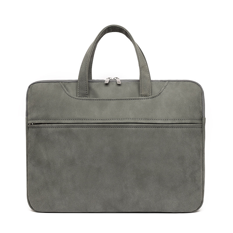 パソコンケース 上質スエード調素材の薄型ハンドル付きパソコンケース