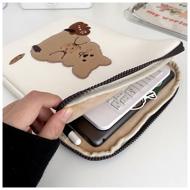 可愛いクマ刺繍パソコンケース保護バッグ