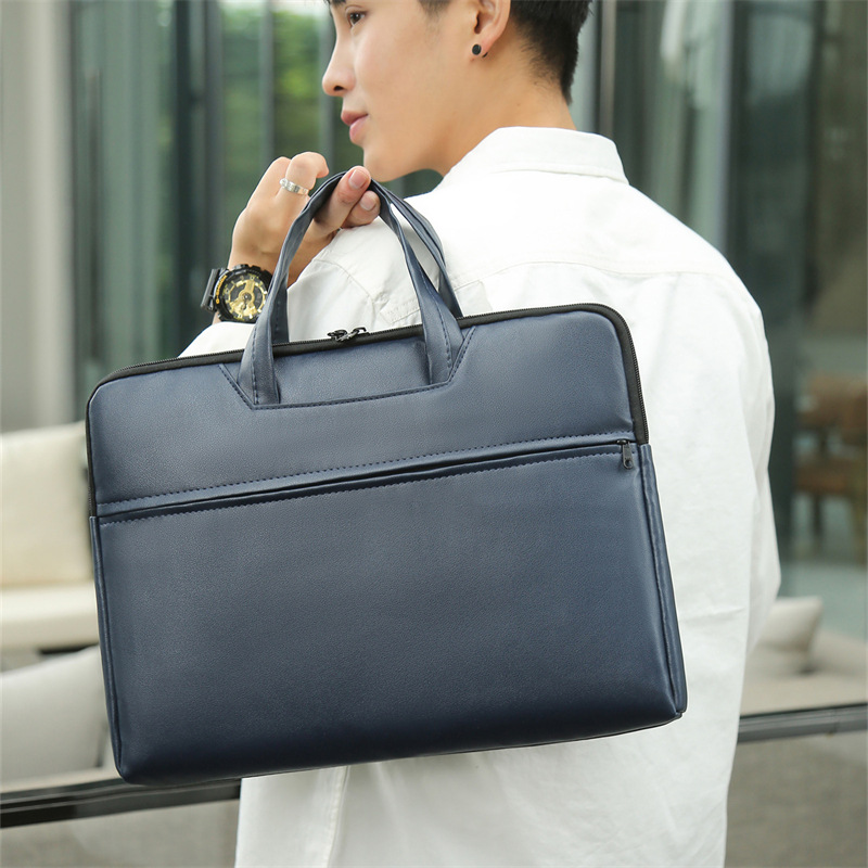 パソコンケース 上質な合成皮革のビジネス向け薄型パソコンケース