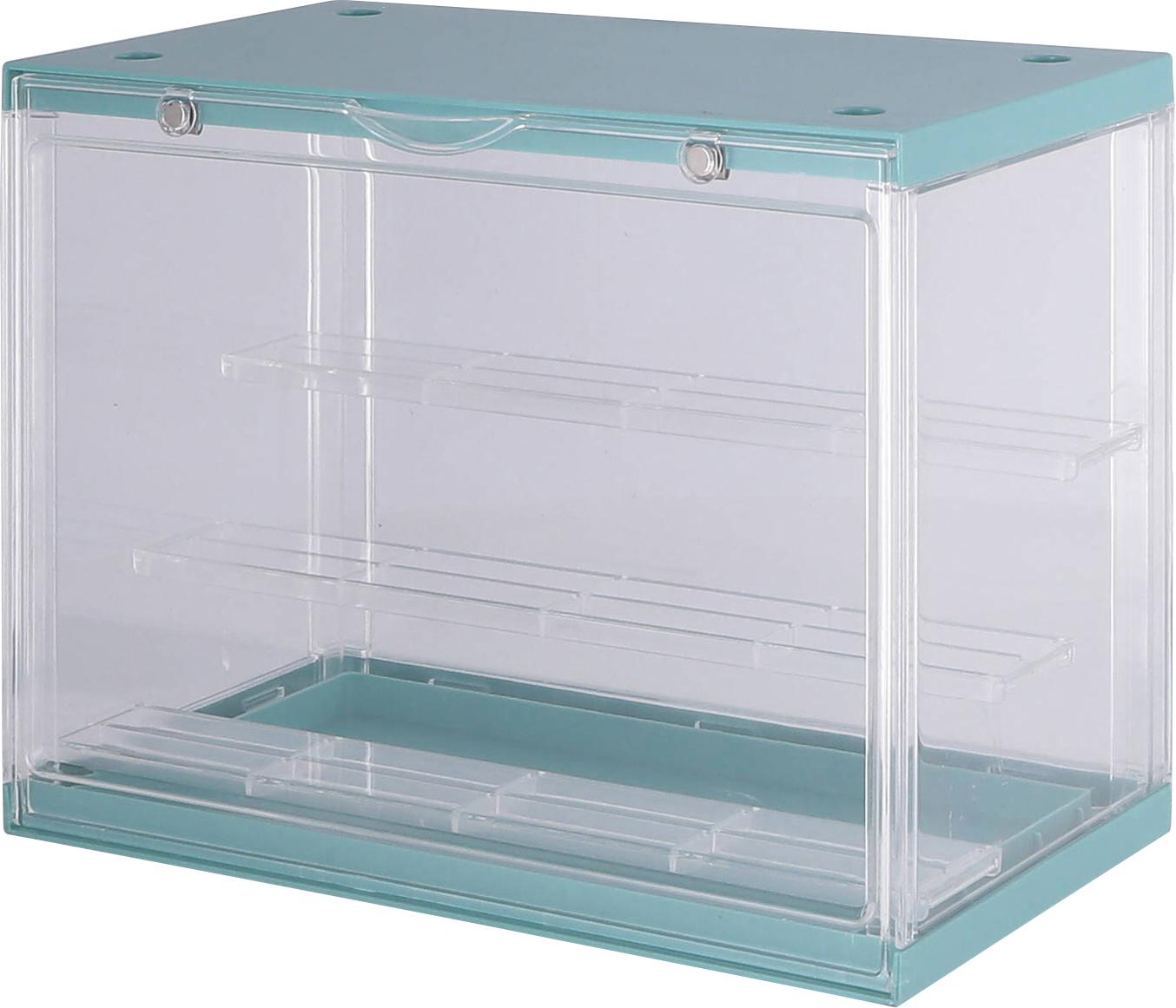 フィギュアケース 小型 薄緑色 3段収納