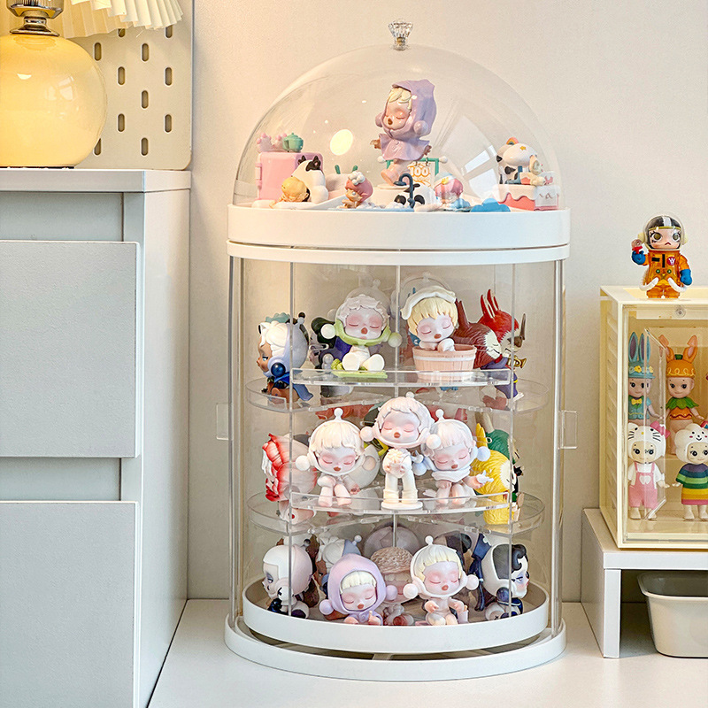 フィギュアケース 回転式四段透明円形フィギュア収納ケース　小型