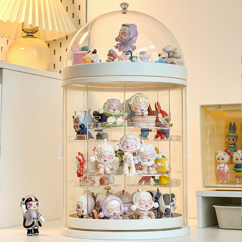 フィギュアケース 回転式四段透明円形フィギュア収納ケース　小型