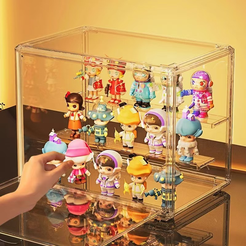 フィギュアケース 透明アクリル製小型3段棚付き