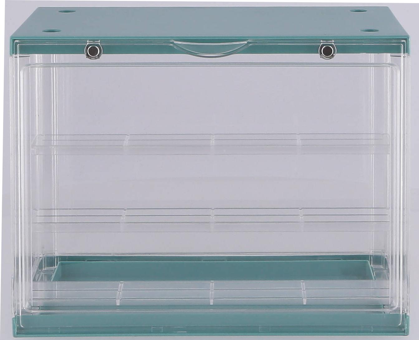 フィギュアケース 小型 薄緑色 3段収納