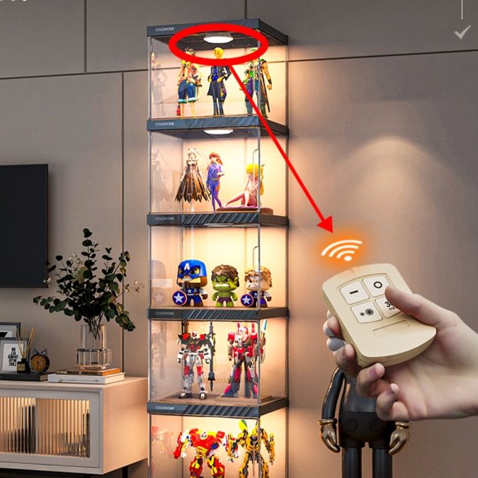 フィギュアケース 大型 フィギュアケース 上質コレクション陳列棚 遠隔操作照明付き