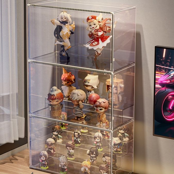 フィギュアケース 前開き式積み重ね透明展示ケース