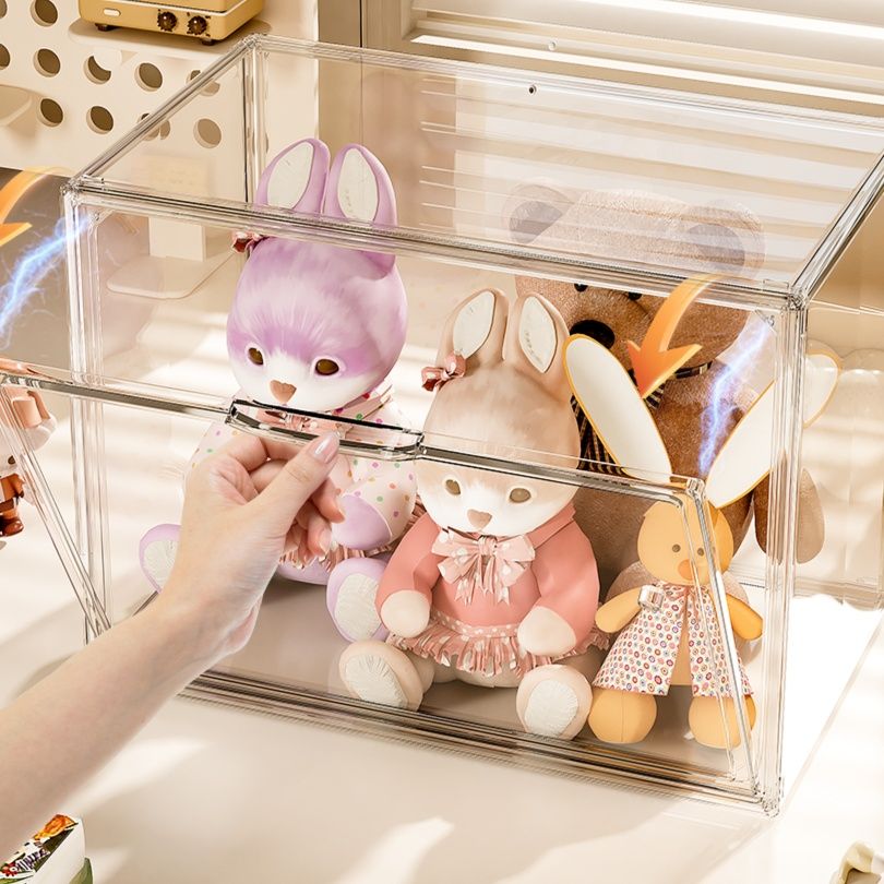 フィギュアケース 透明積み重ね式マグネット開閉フィギュアケース