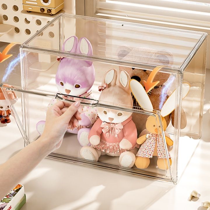 フィギュアケース 透明積み重ね式マグネット開閉フィギュアケース