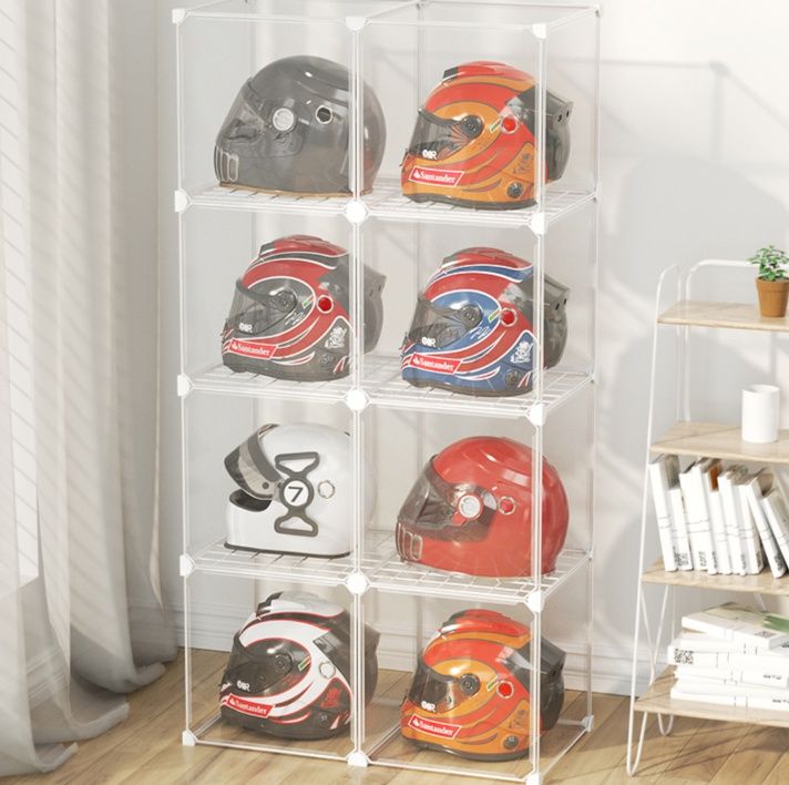 フィギュアケース 多段組立式透明ヘルメットケース