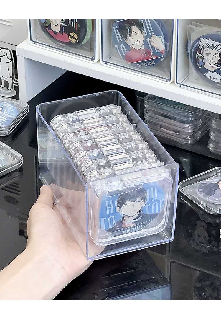 フィギュアケース 小型 積み重ね可能なアニメバッジ収納ケース