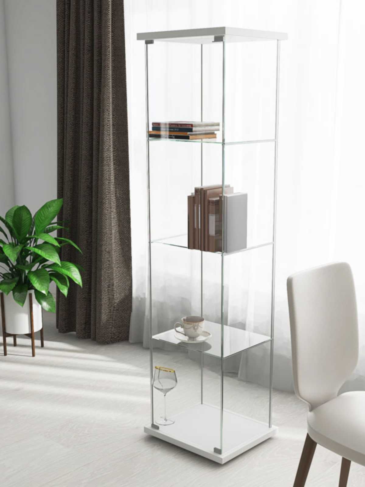 フィギュアケース 大型 高級グラスディスプレイケース 四段タワー型