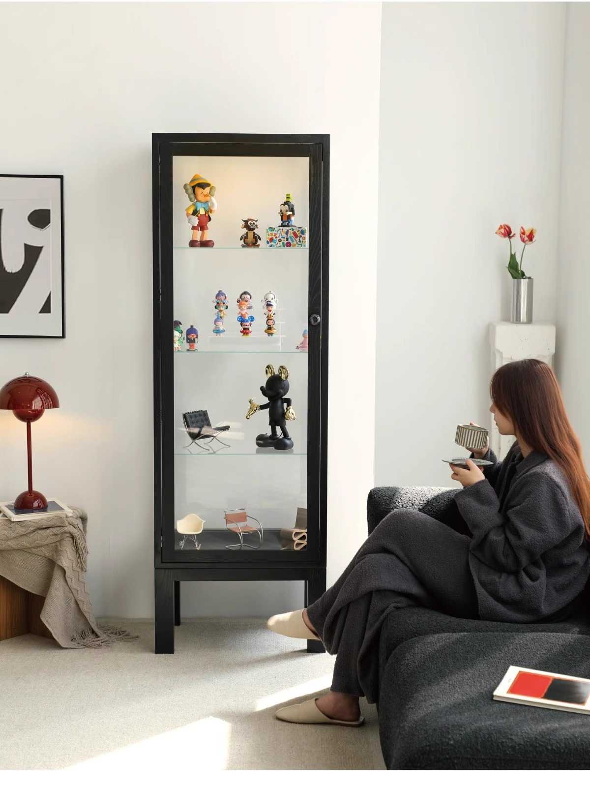 フィギュアケース 縦型ガラスコレクションキャビネット