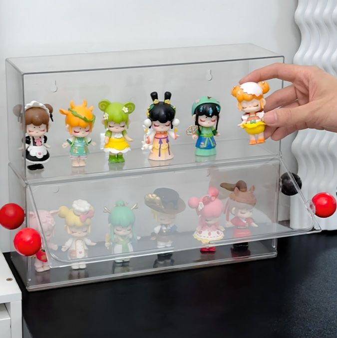 フィギュアケース 小型 透明二段式小型フィギュア収納展示箱