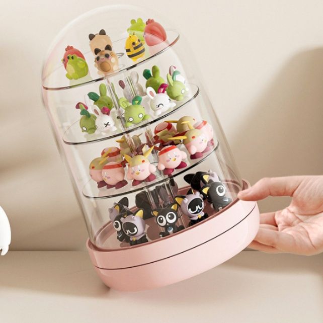 フィギュアケース 回転式多段小型透明収納展示ボックス