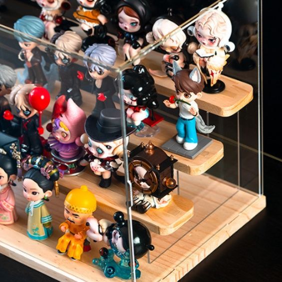 フィギュアケース 透明アクリル木製台座フィギュア展示ケース