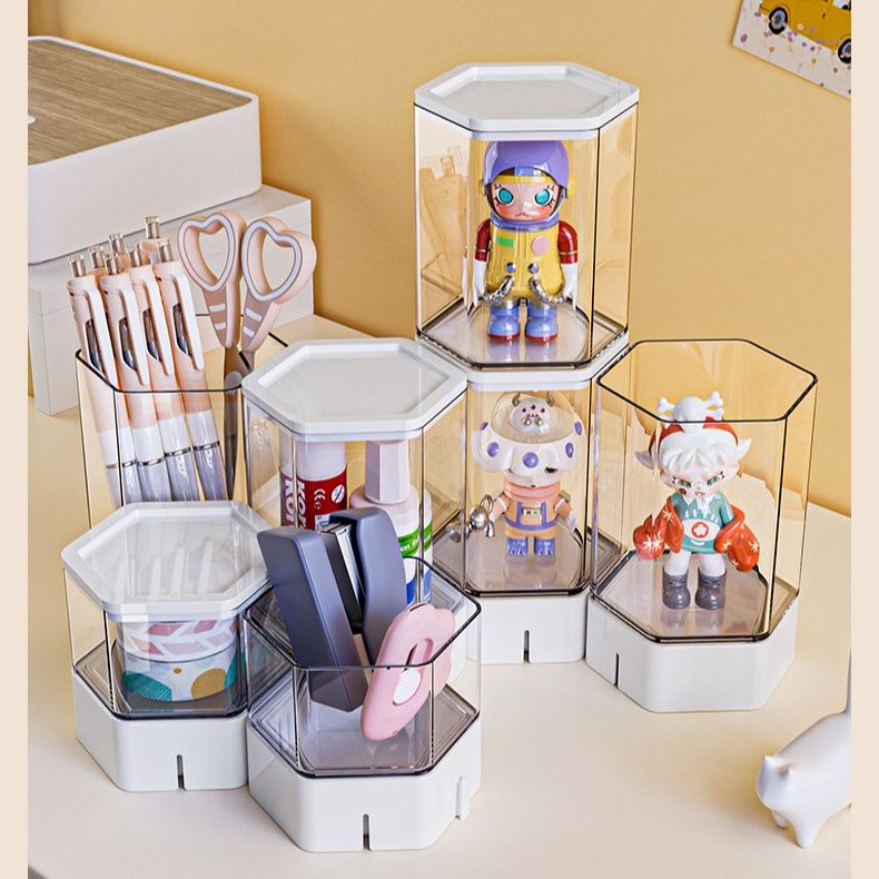 フィギュアケース 八角形透明小型積み重ね式コレクション展示収納箱