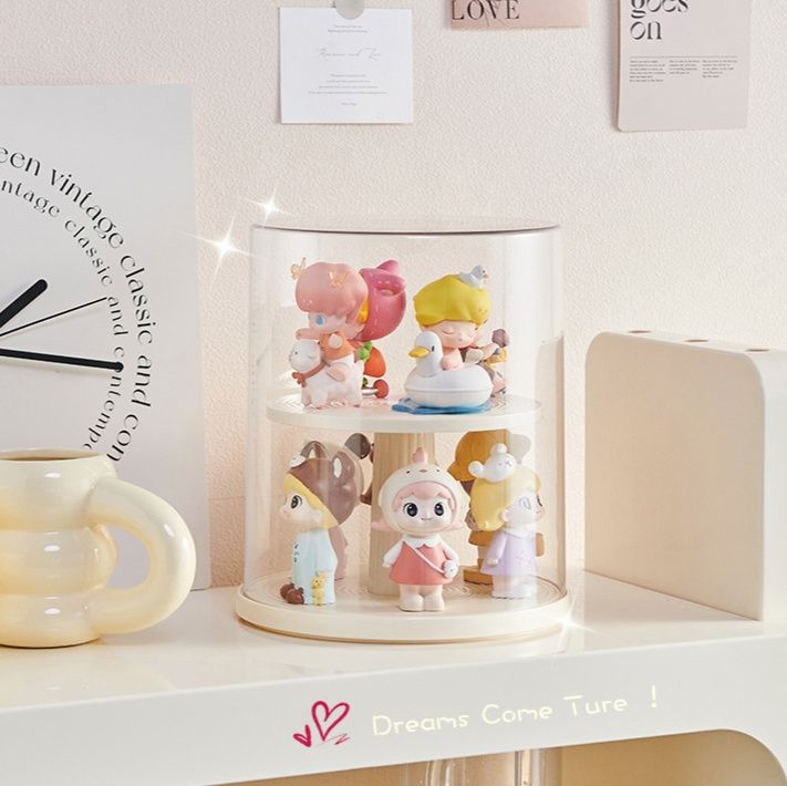 フィギュアケース 円筒形回転式二段展示　小型