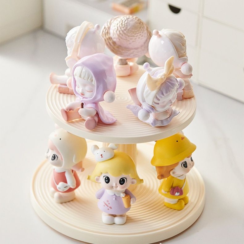 フィギュアケース 円筒形回転式二段展示　小型