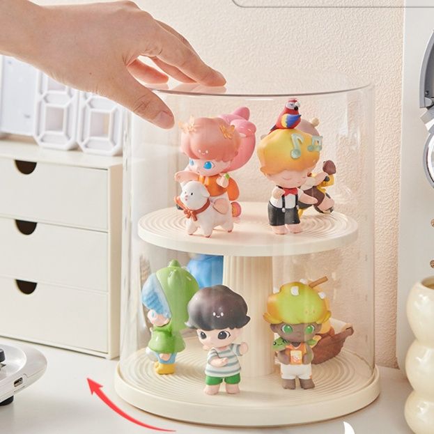 フィギュアケース 円筒形回転式二段展示　小型