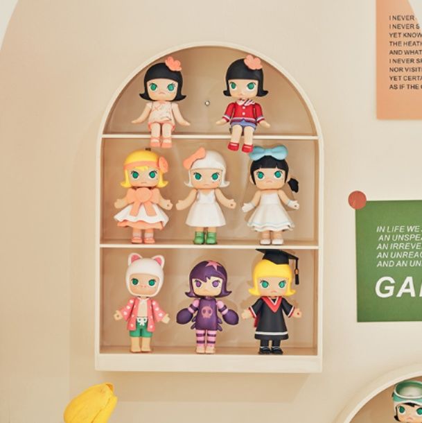 フィギュアケース アーチ型壁掛け　小型　飾り棚二段式収納